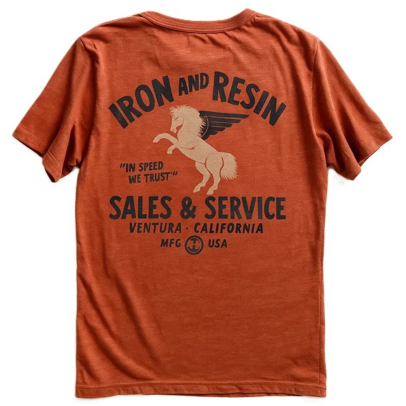 Camiseta Iron & Resin Sales & Service Teja | Estilo Vintage Moto Hombre