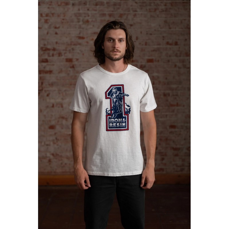 Camiseta Iron & Resin One Moto Tee Blanca | Estilo Motero Casual Hombre | Eolo Sanxenxo