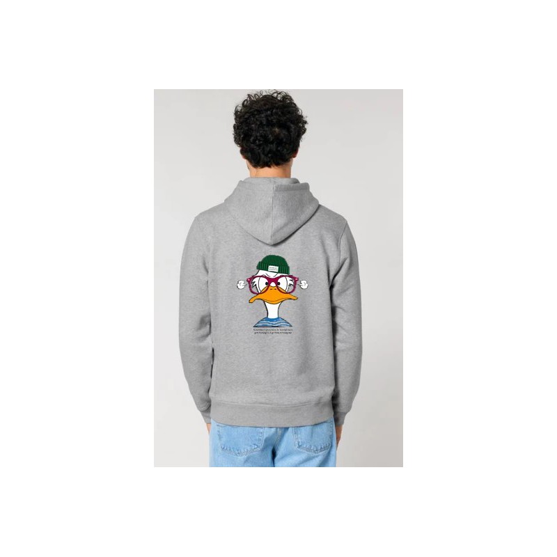 Sudadera Gris Algodón Orgánico Estampado Patos | Eolo Sanxenxo