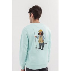 Sudadera Verde Algodón Orgánico Teckel Pescador | Eolo Sanxenxo