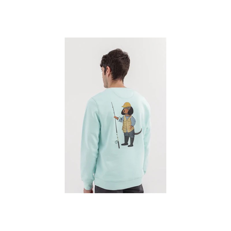 Sudadera Verde Algodón Orgánico Teckel Pescador | Eolo Sanxenxo