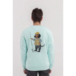 Sudadera Verde Algodón Orgánico Teckel Pescador | Eolo Sanxenxo