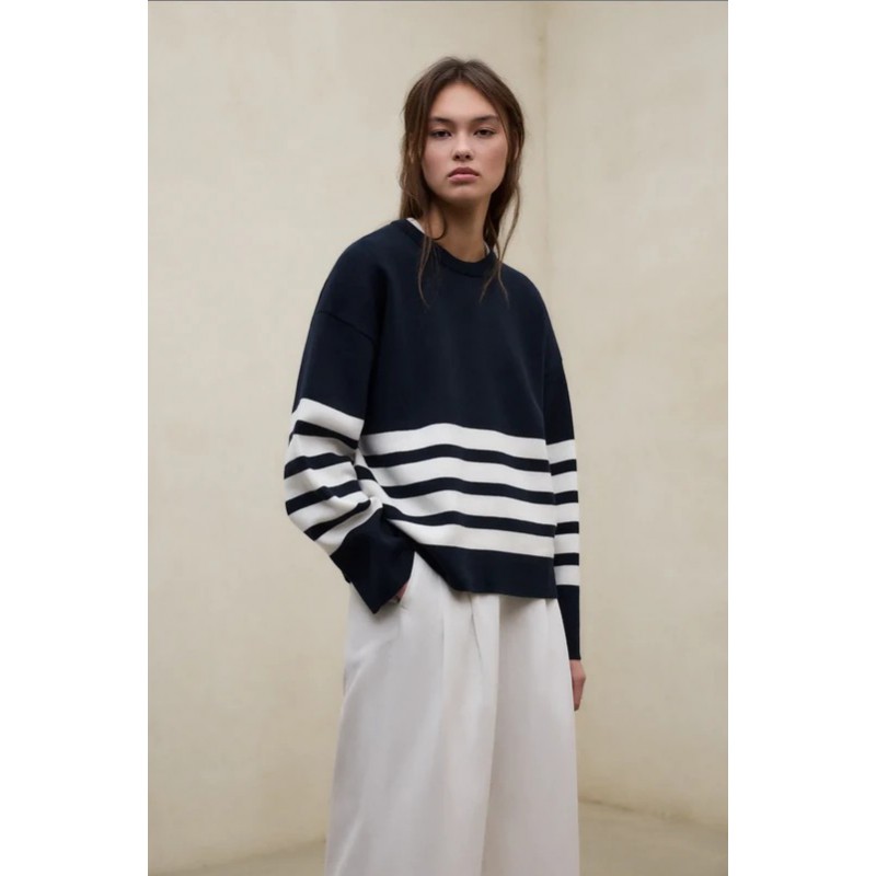 Jersey Oversize Koa Ecoalf Azul Marino Listas Blancas | Eolo Sanxenxo