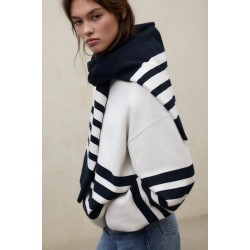 Jersey Koa Oversize Rayas Blanco Negro Ecoalf Mujer | Eolo Sanxenxo