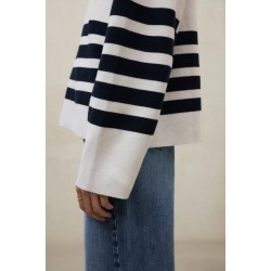 Jersey Koa Oversize Rayas Blanco Negro Ecoalf Mujer | Eolo Sanxenxo
