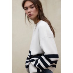 Jersey Koa Oversize Rayas Blanco Negro Ecoalf Mujer | Eolo Sanxenxo