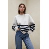 Jersey Koa Oversize Rayas Blanco Negro Ecoalf Mujer | Eolo Sanxenxo