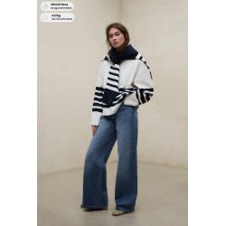 Jersey Koa Oversize Rayas Blanco Negro Ecoalf Mujer | Eolo Sanxenxo