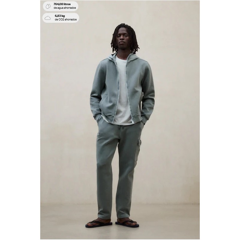 Sudadera Dylan Hybrid Verde Hombre Ecoalf | Capucha Cremallera Sostenible | Eolo Sanxenxo