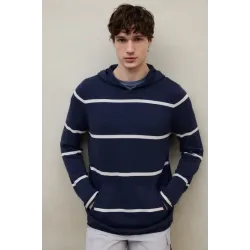 Sudadera Azul Marino con Capucha Hombre Ecoalf | Eolo Sanxenxo