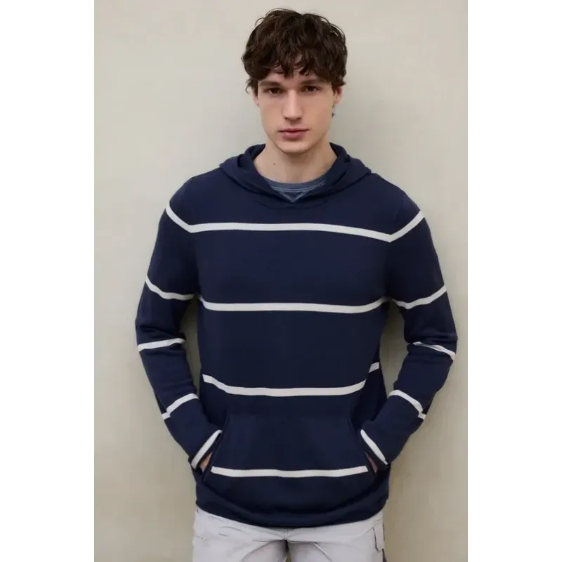 Sudadera Azul Marino con Capucha Hombre Ecoalf | Eolo Sanxenxo