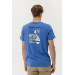 Camiseta Azul El Pulpo Hombre | Estampado Sealovers