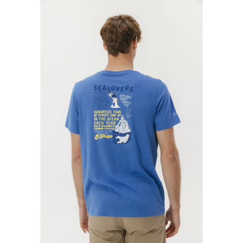 Camiseta Azul El Pulpo Hombre | Estampado Sealovers