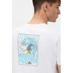 Camiseta Blanca El Pulpo Hombre | Camiseta Surf Estampada