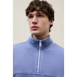 Sudadera Ecoalf Alex Azul | Sudadera Hombre con Media Cremallera