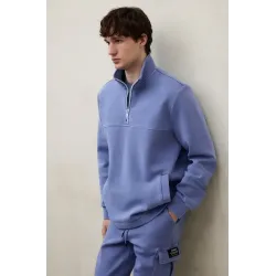 Sudadera Ecoalf Alex Azul | Sudadera Hombre con Media Cremallera