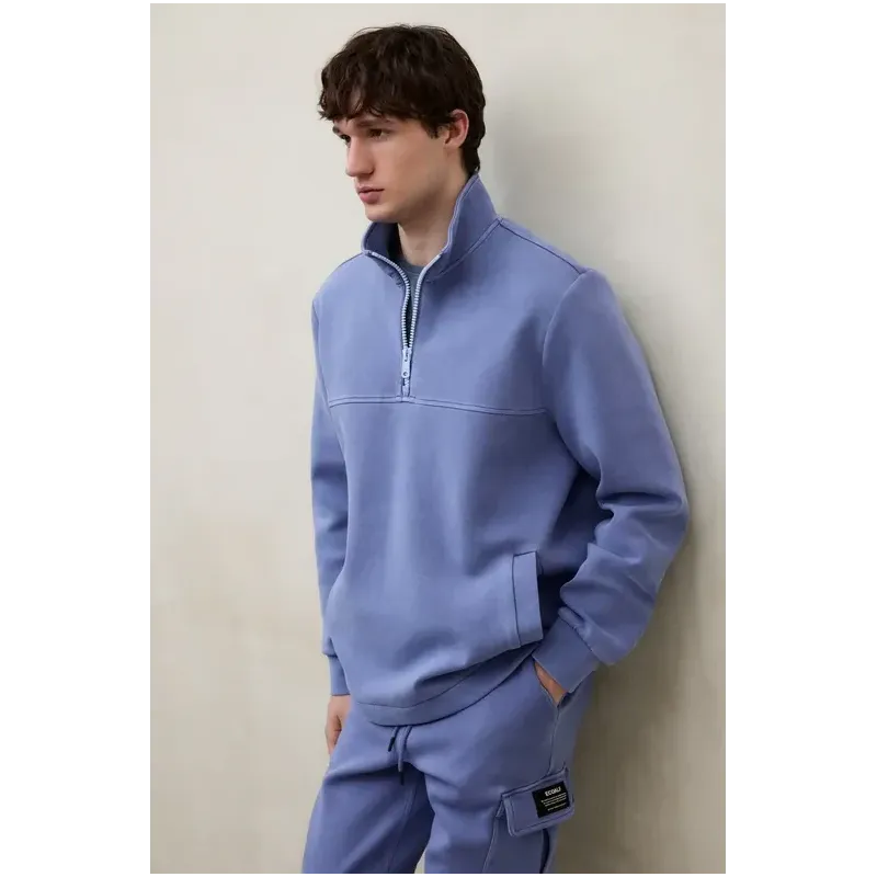Sudadera Ecoalf Alex Azul | Sudadera Hombre con Media Cremallera