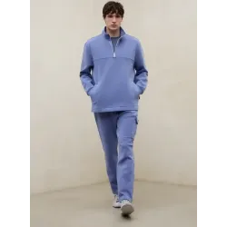 Sudadera Ecoalf Alex Azul | Sudadera Hombre con Media Cremallera