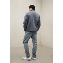 Ecoalf Alex Sudadera Gris Hombre con Media Cremallera