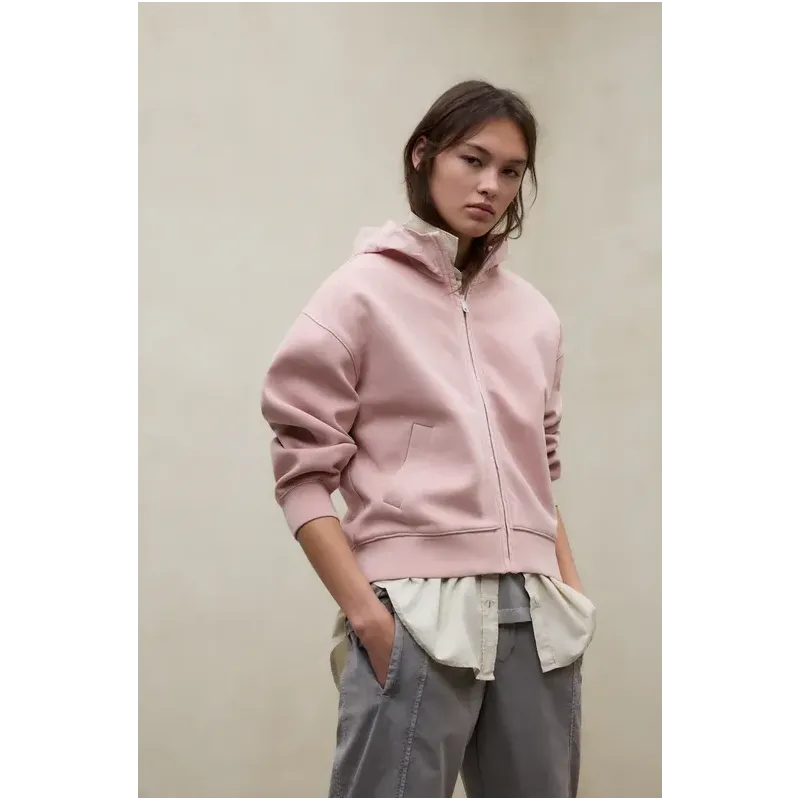 Sudadera Ecoalf Rosa con Capucha y Cremallera | Sudadera Mujer Casual
