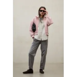 Sudadera Ecoalf Rosa con Capucha y Cremallera | Sudadera Mujer Casual