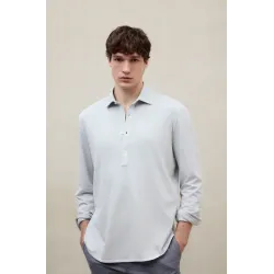 Polo ECOALF manga larga celeste hombre | Cómodo, versátil y elegante