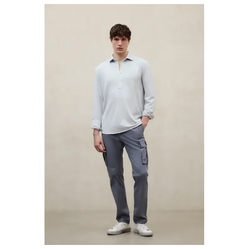 Polo ECOALF manga larga celeste hombre | Cómodo, versátil y elegante