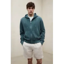 Sudadera Ecoalf verde con cremallera hombre | Hoodie sostenible cómoda