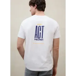 Ecoalf camiseta ACT NOW blanca masculina | Diseño trasero original