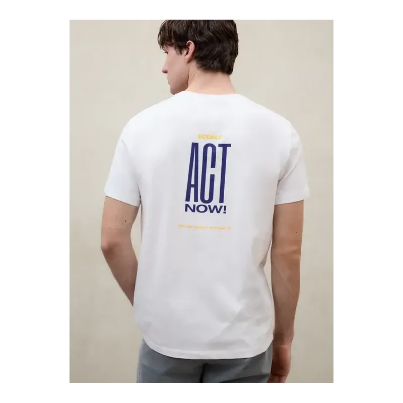 Ecoalf camiseta ACT NOW blanca masculina | Diseño trasero original