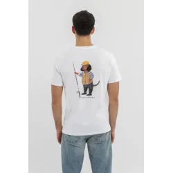 Camiseta blanca BlueBlue Chihuahua teckel pescador | Camiseta original hombre