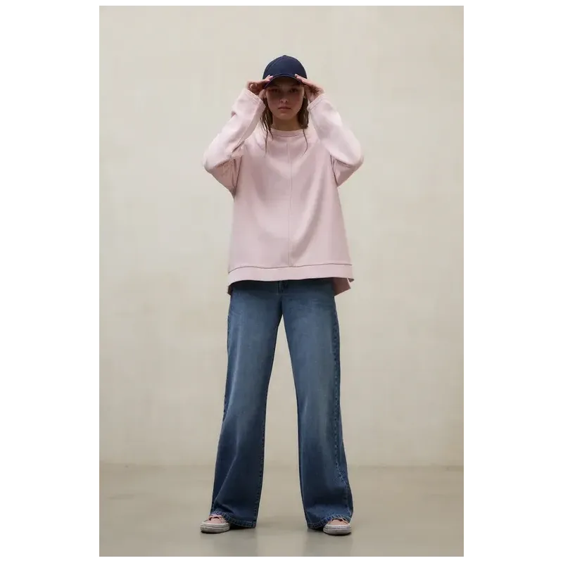 Sudadera rosa Ecoalf mujer con costura central | Diseño actual