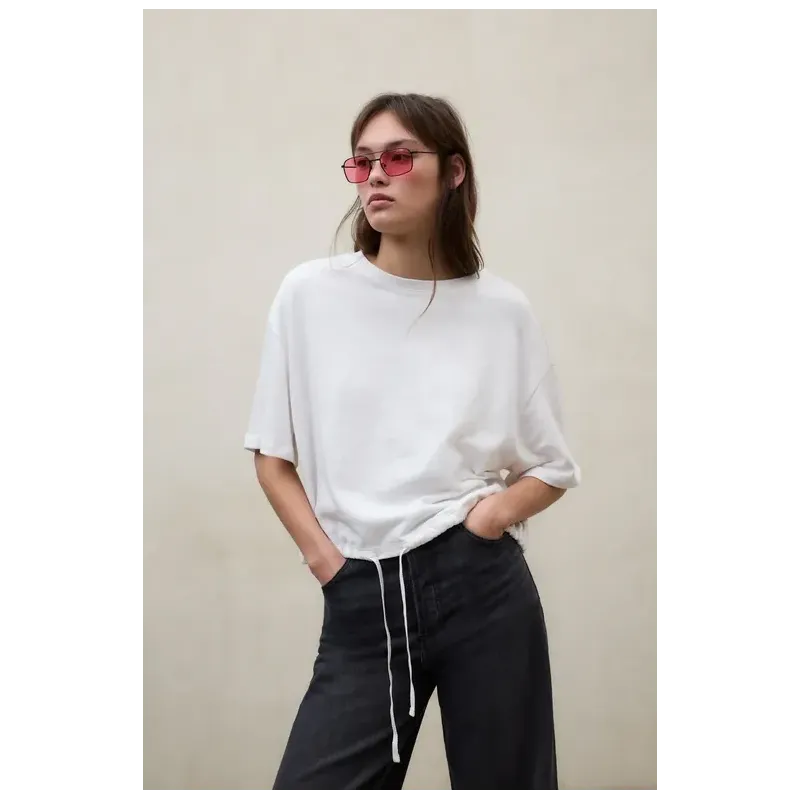 Camiseta blanca Ecoalf mujer | Bajo ajustable