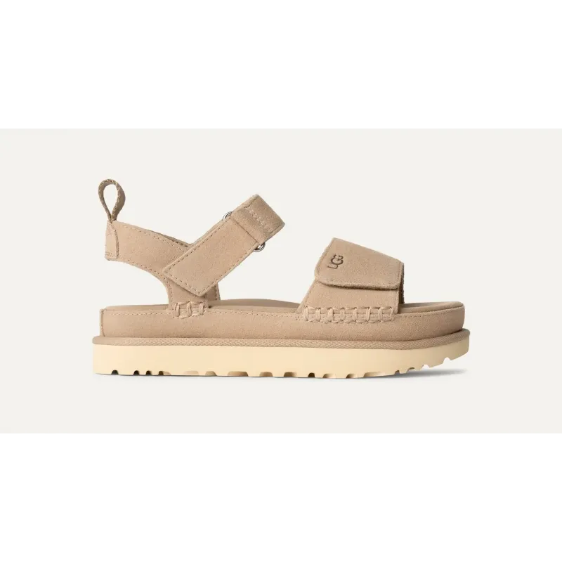 Sandalias UGG beige mujer con velcro y suela gruesa | Comodidad y estilo