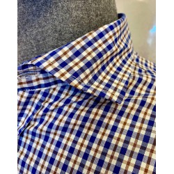 Camisa cuadros celeste/marrón EOLO