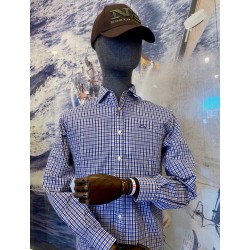 Camisa cuadros celeste/marrón EOLO