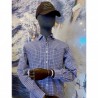 Camisa cuadros celeste/marrón EOLO