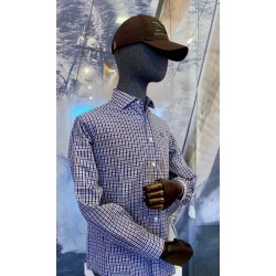 Camisa cuadros celeste/marrón EOLO