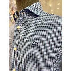 Camisa Vichy Hombre Azul | 100% Algodón | Cuadros Pequeños